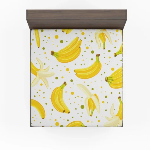 Bananas Pattern White Background Fitted Sheet