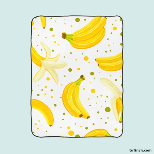 Bananas Pattern White Background Fleece Blanket 1