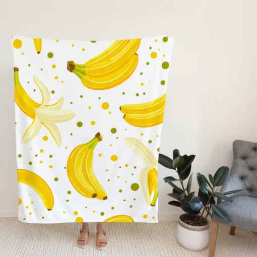 Bananas Pattern White Background Fleece Blanket