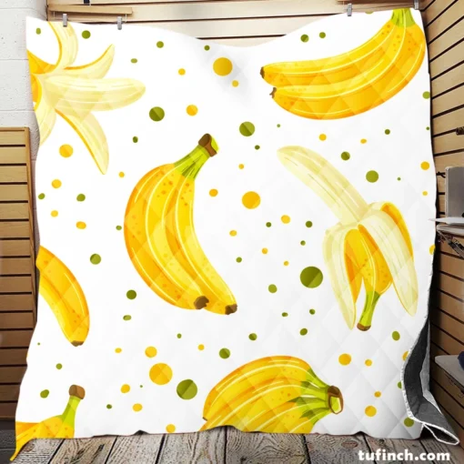 Bananas Pattern White Background Quilt Blanket