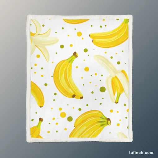 Bananas Pattern White Background Sherpa Fleece Blanket 1