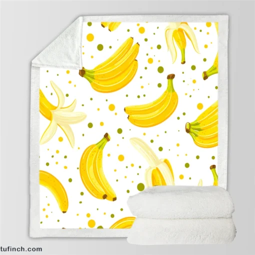 Bananas Pattern White Background Sherpa Fleece Blanket