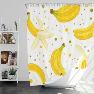 Bananas Pattern White Background Shower Curtain