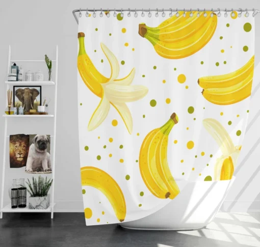 Bananas Pattern White Background Shower Curtain