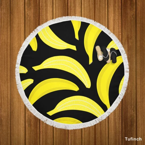 Bananas Printed Pattern Round Beach Towel