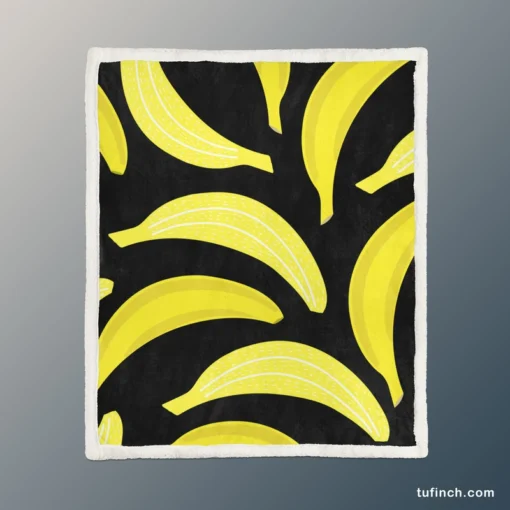 Bananas Printed Pattern Sherpa Fleece Blanket 1