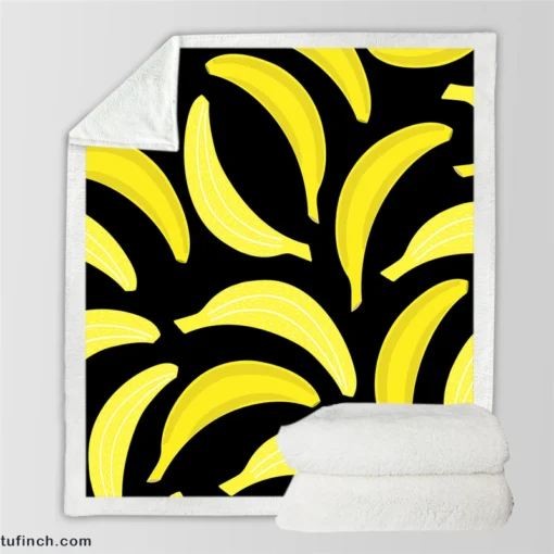 Bananas Printed Pattern Sherpa Fleece Blanket