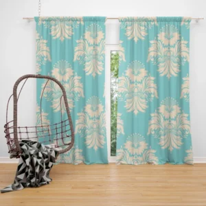 Baroque Damask In Blizzard Blue Curtain