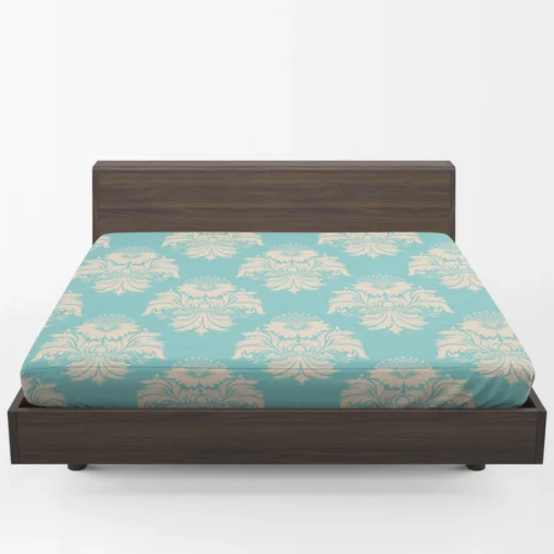 Baroque Damask In Blizzard Blue Fitted Sheet 1