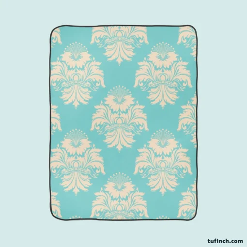 Baroque Damask In Blizzard Blue Fleece Blanket 1