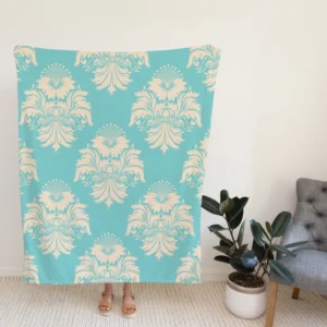 Baroque Damask In Blizzard Blue Fleece Blanket