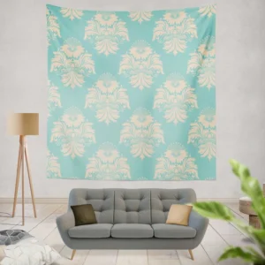 Baroque Damask In Blizzard Blue Wall Tapestry