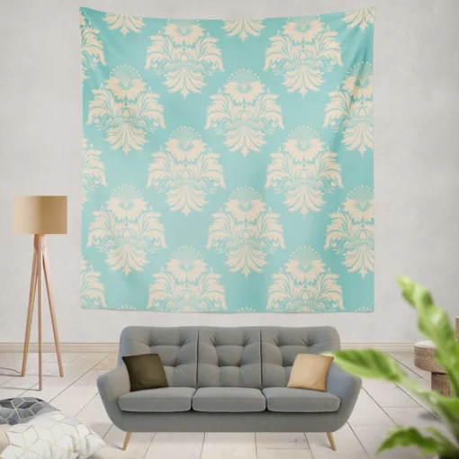 Baroque Damask In Blizzard Blue Wall Tapestry