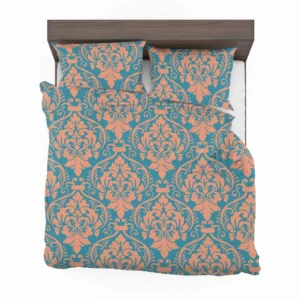 Baroque Orange Colored Damask Bedding Set 2