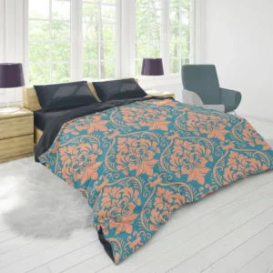 Baroque Orange Colored Damask Duvet Cover 1