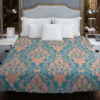 Baroque Orange Colored Damask Duvet Cover