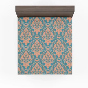 Baroque Orange Colored Damask Fitted Sheet