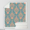 Baroque Orange Colored Damask Sherpa Fleece Blanket