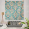 Baroque Orange Colored Damask Wall Tapestry