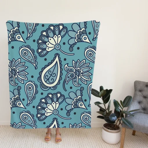 Batik Floral Paisley Design Fleece Blanket