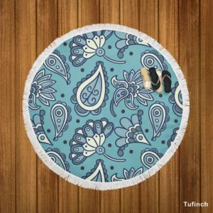 Batik Floral Paisley Design Round Beach Towel