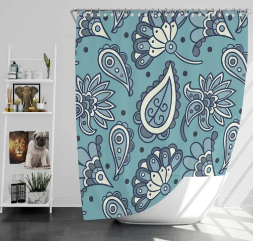 Batik Floral Paisley Design Shower Curtain