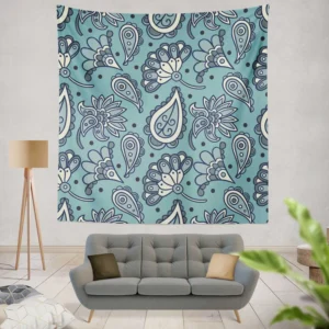 Batik Floral Paisley Design Wall Tapestry