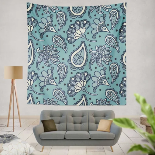 Batik Floral Paisley Design Wall Tapestry