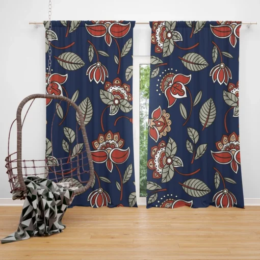 Batik Floral Print Curtain