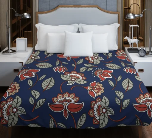 Batik Floral Print Duvet Cover