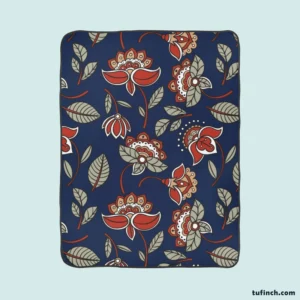 Batik Floral Print Fleece Blanket 1