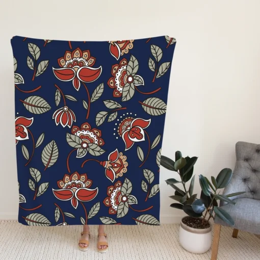 Batik Floral Print Fleece Blanket