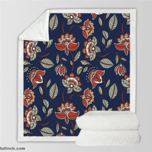 Batik Floral Print Sherpa Fleece Blanket