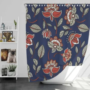 Batik Floral Print Shower Curtain