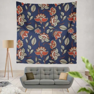 Batik Floral Print Wall Tapestry