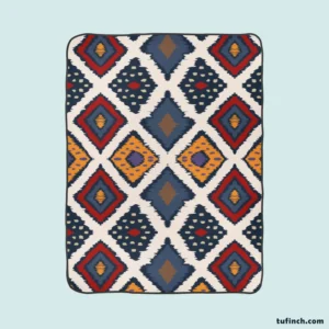 Batik Ikat Geometric Pattern Fleece Blanket 1