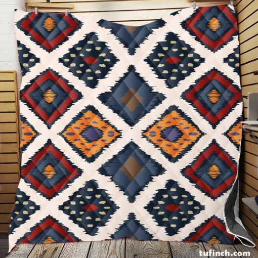 Batik Ikat Geometric Pattern Quilt Blanket