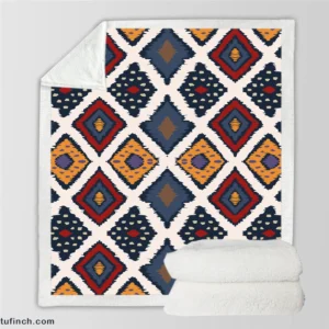 Batik Ikat Geometric Pattern Sherpa Fleece Blanket