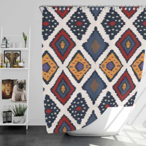 Batik Ikat Geometric Pattern Shower Curtain