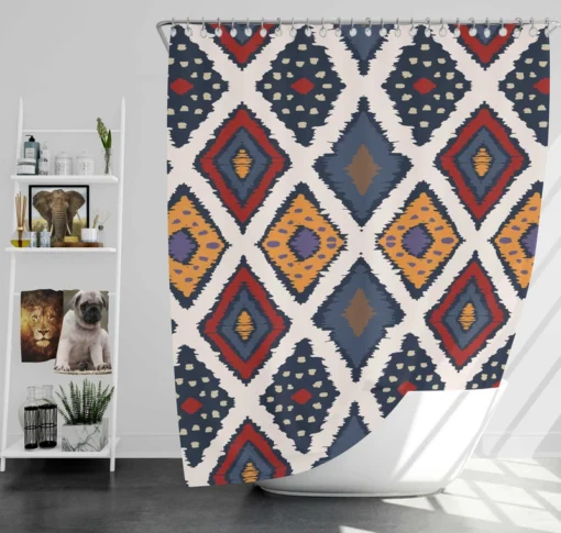 Batik Ikat Geometric Pattern Shower Curtain