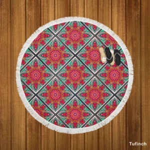 Batik Indonesian Ethnic Design Round Beach Towel