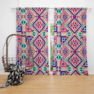 Batik Traditional Aztec Pattern Curtain