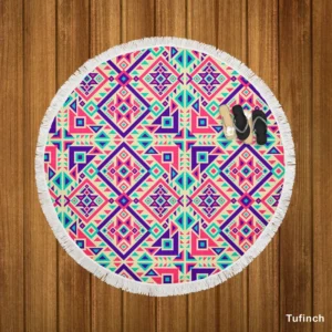 Batik Traditional Aztec Pattern Round Beach Towel