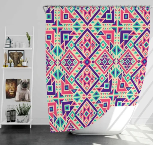 Batik Traditional Aztec Pattern Shower Curtain