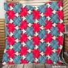 Batik Traditional Pink Floral Pattern Quilt Blanket