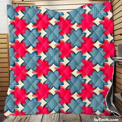 Batik Traditional Pink Floral Pattern Quilt Blanket