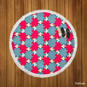 Batik Traditional Pink Floral Pattern Round Beach Towel