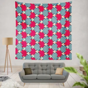 Batik Traditional Pink Floral Pattern Wall Tapestry