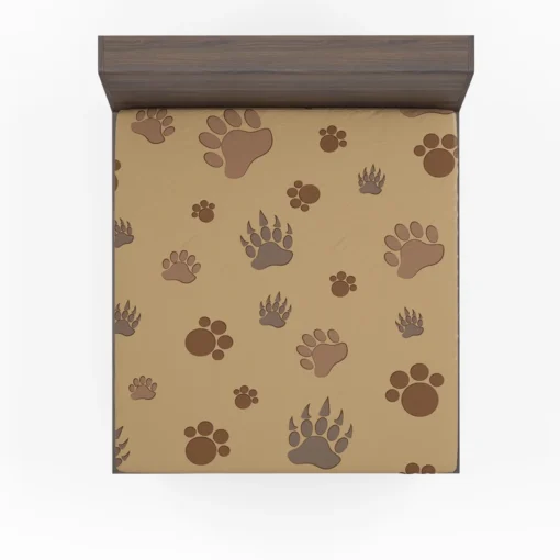 Bear Paw Brown Pattern Fitted Sheet