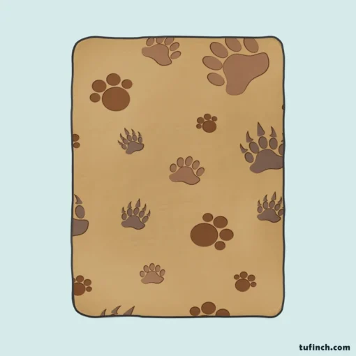 Bear Paw Brown Pattern Fleece Blanket 1